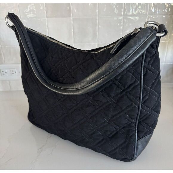 Vera Bradley Vivian Hobo Bag Quilted Black Purse - Picture 2 of 8